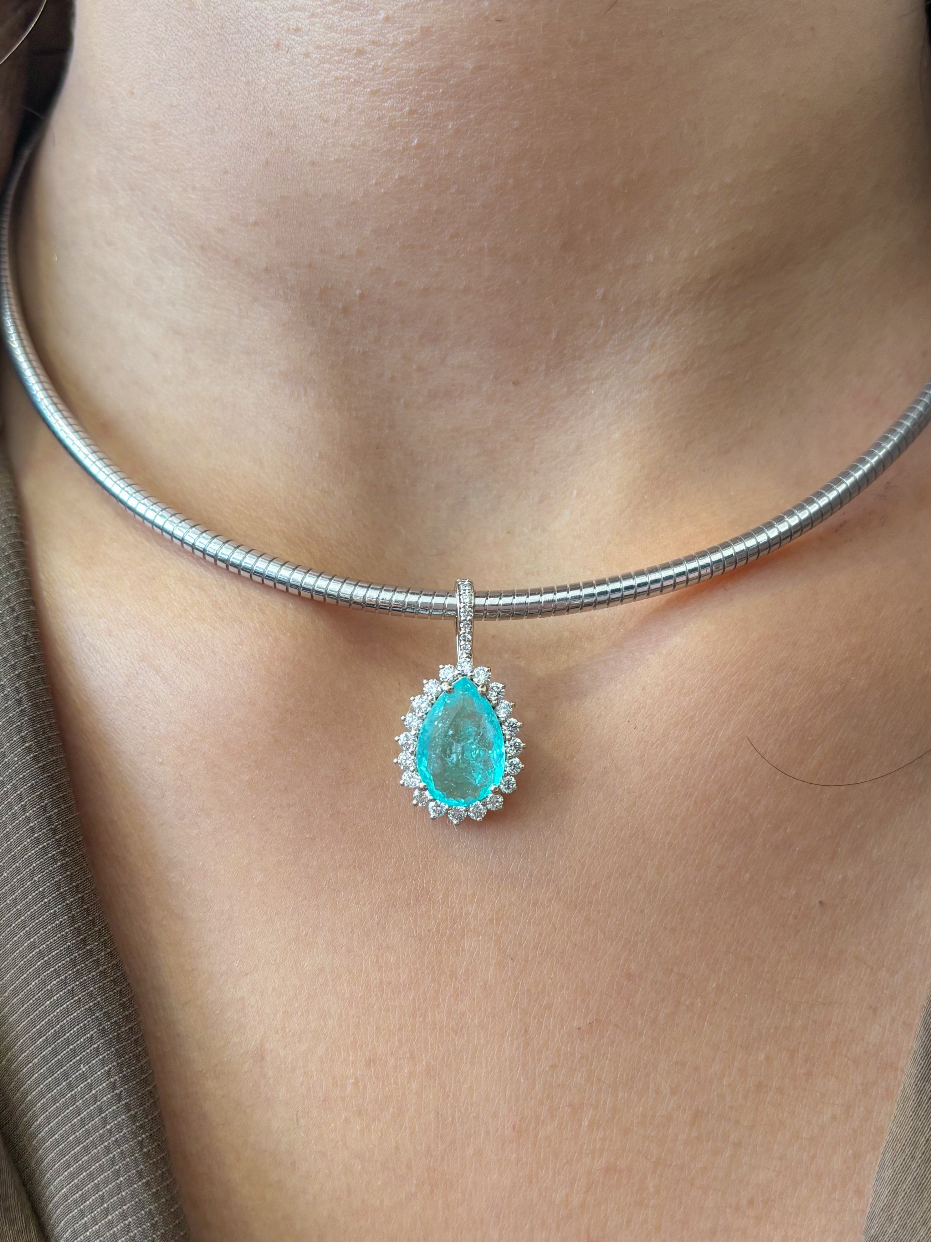 JPPD-1381/13030 Paraiba Tourmaline Diamond Pendant | 18K