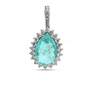 JPPD-1381/13030 Paraiba Tourmaline Diamond Pendant | 18K