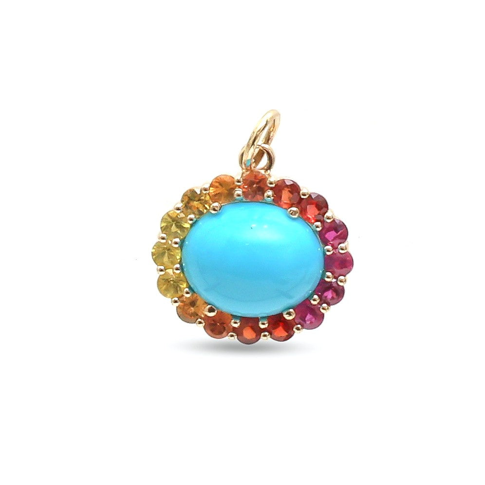 JPPD-1383/13040 Rainbow Sapphire Turquoise Pendant | 14K