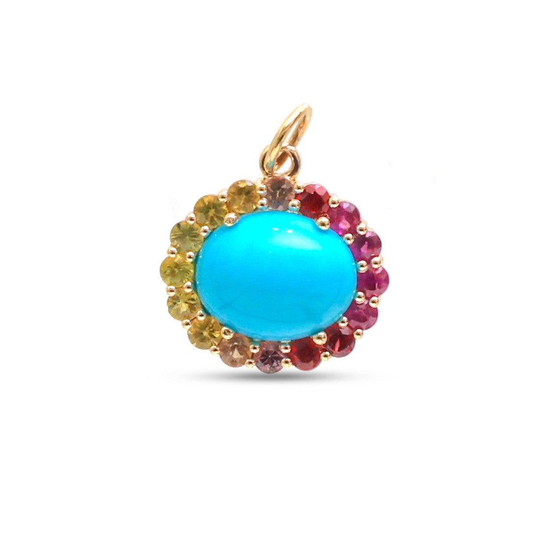 JPPD-1385/13042 Rainbow Sapphire Turquoise Pendant | 14K