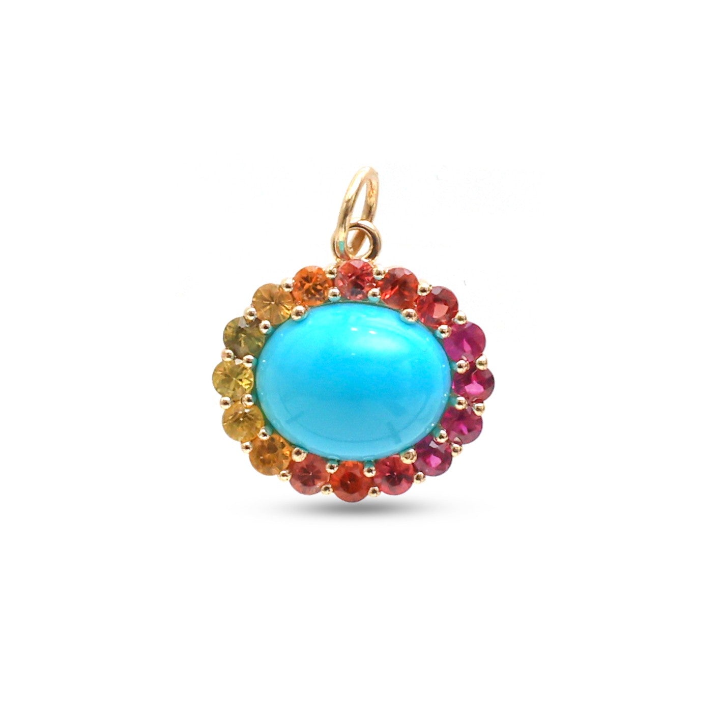 JPPD-1386/13043 Rainbow Sapphire Turquoise Pendant | 14K