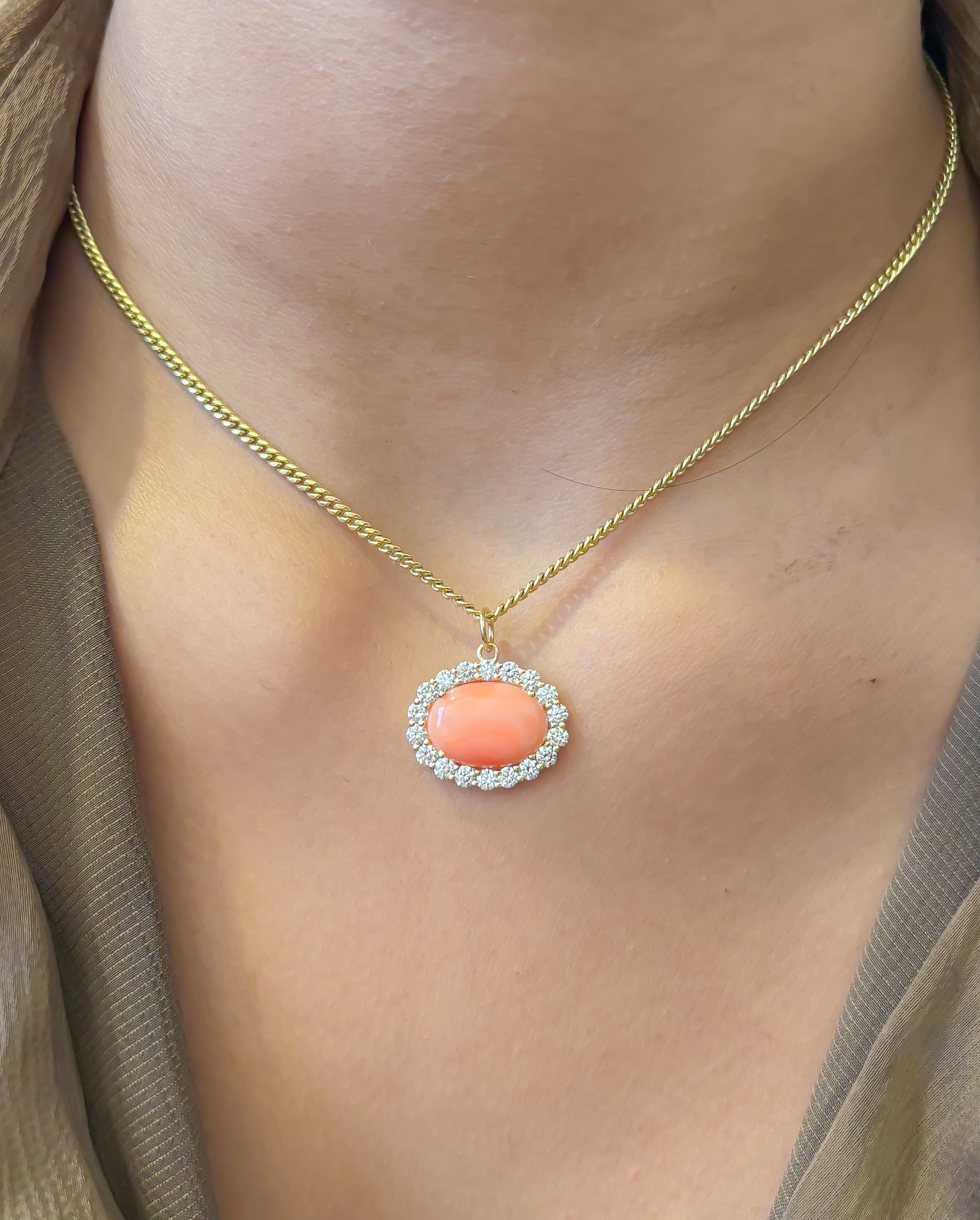 JPPD-1387/13076 Diamond Coral Pendant | 14K