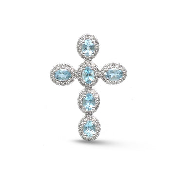 JPPD-1389/13131 Aquamarine Diamond Pendant | 18K