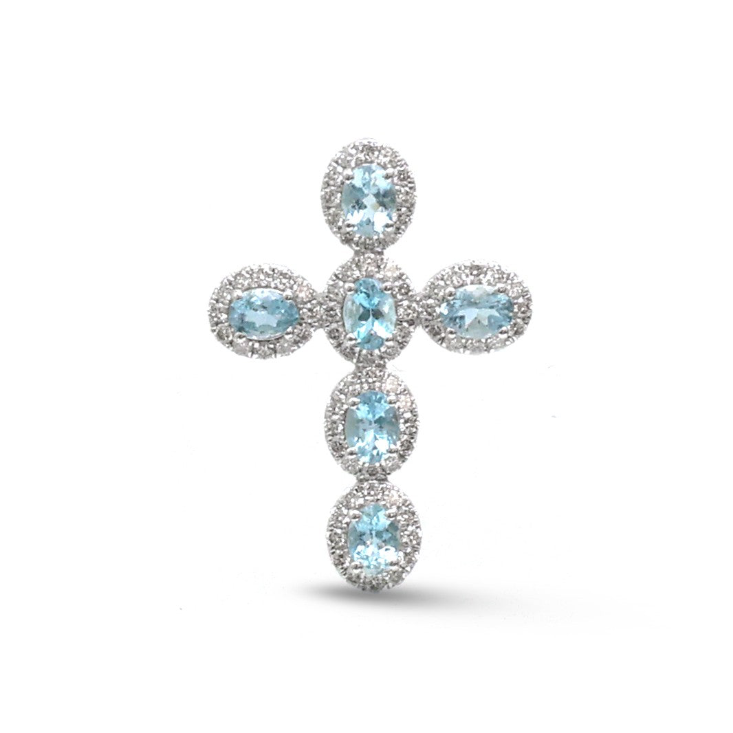 JPPD-1397/13139 Aquamarine Diamond Pendant | 18K