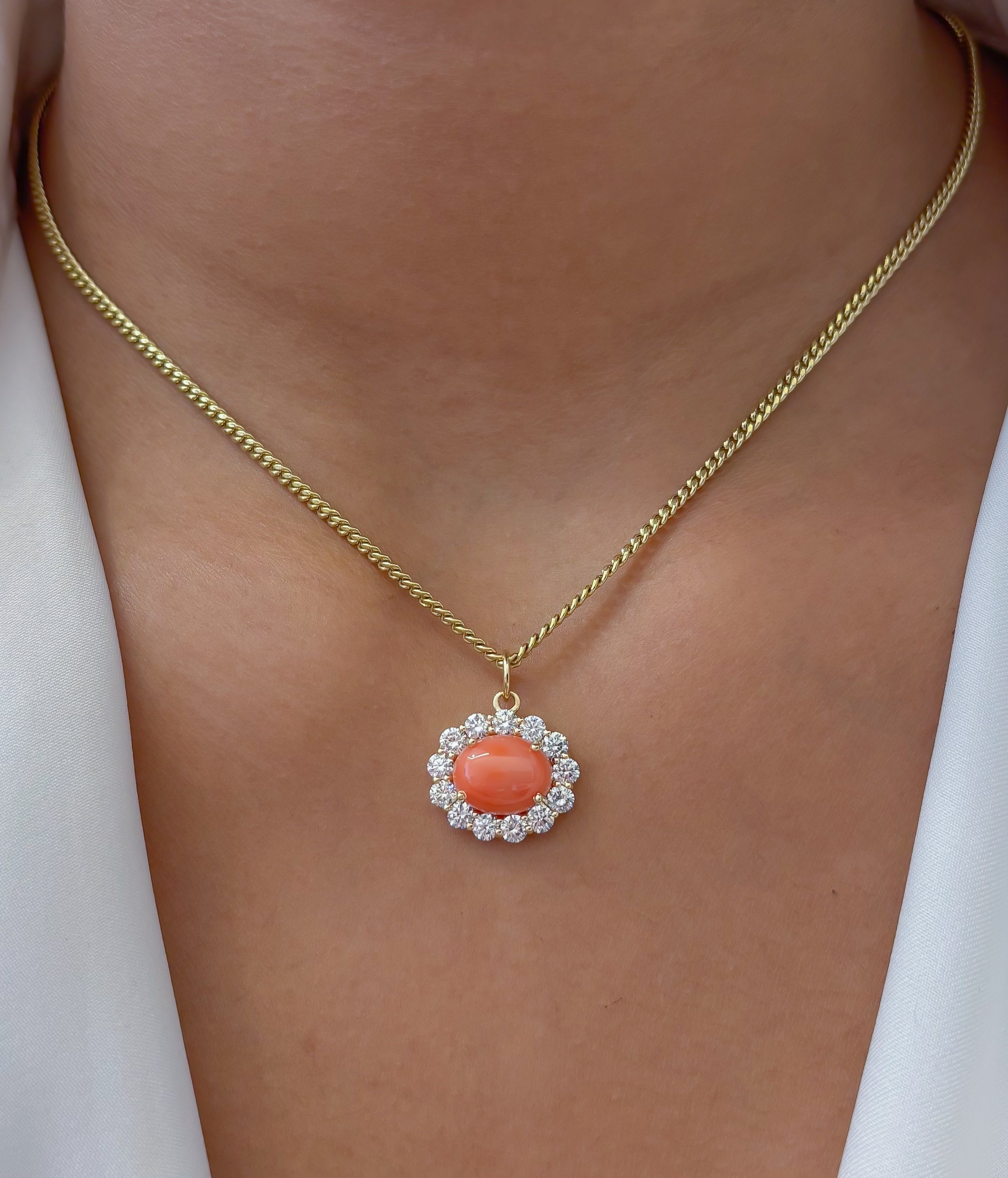 JPPD-1420/13205 Coral Diamond Pendant | 14K