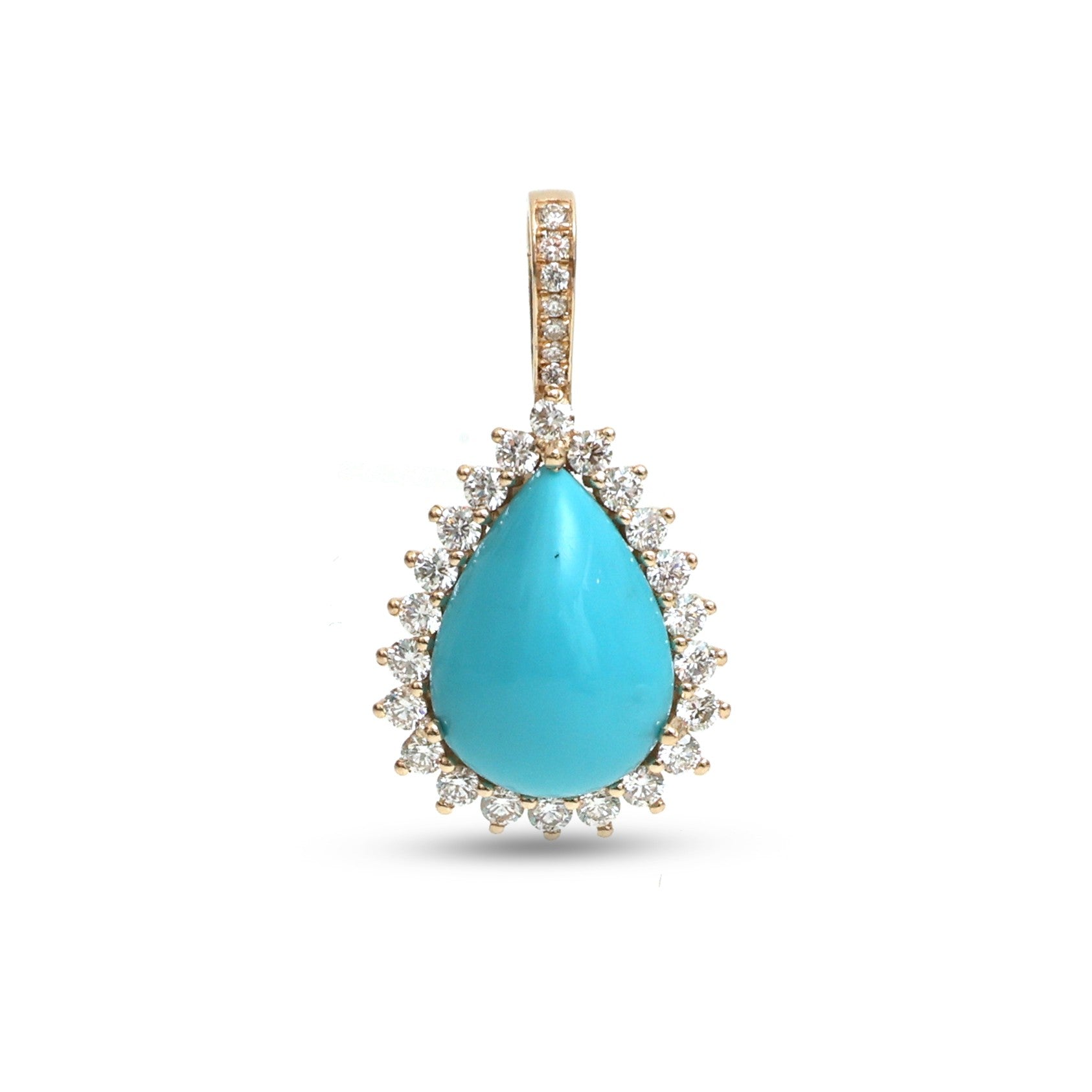 JPPD-1423/13243 Diamond Turquoise Pendant | 14K