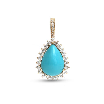 JPPD-1423/13243 Diamond Turquoise Pendant | 14K