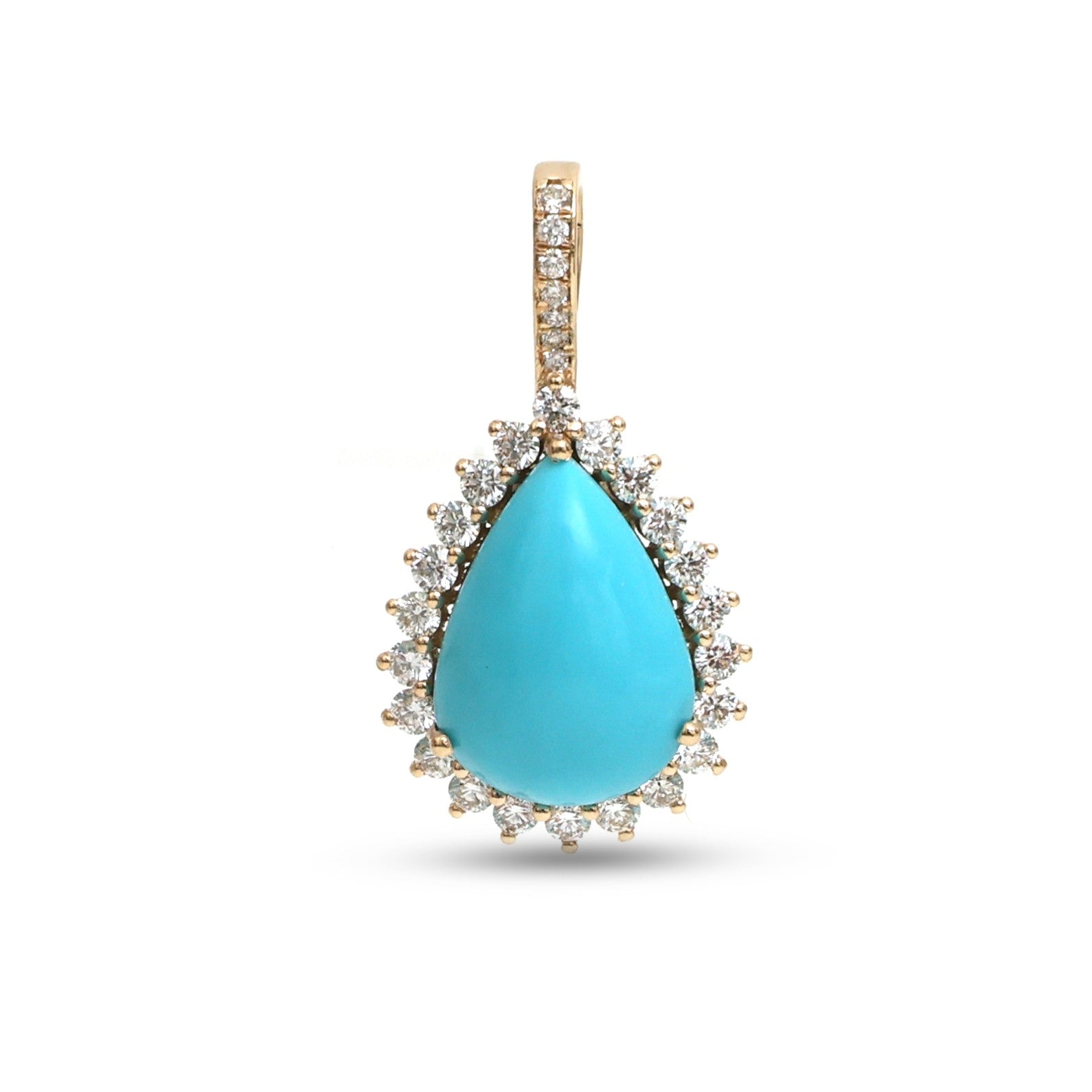 JPPD-1424/13244 Diamond Turquoise Pendant | 14K