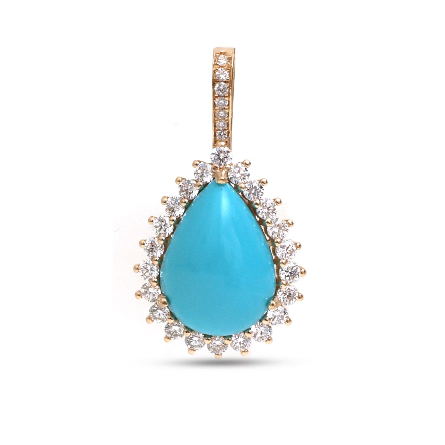 JPPD-1425/13245 Diamond Turquoise Pendant | 14K