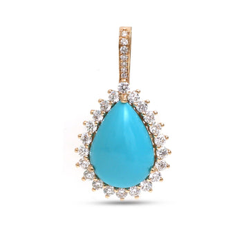 JPPD-1425/13245 Diamond Turquoise Pendant | 14K
