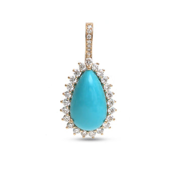 JPPD-1426/13246 Diamond Turquoise Pendant | 14K