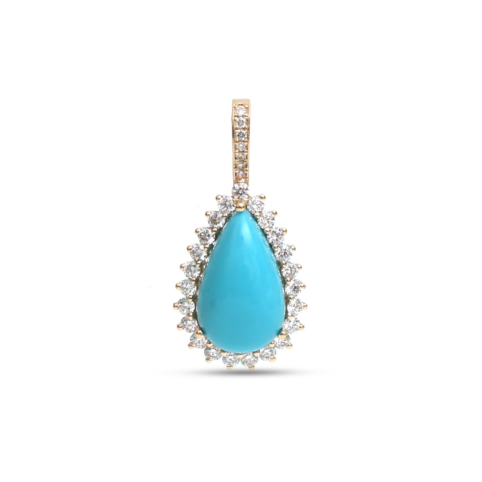 JPPD-1427/13247 Diamond Turquoise Pendant | 14K
