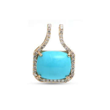 JPPD-1436/13437 Diamond Turquoise Pendant | 14K