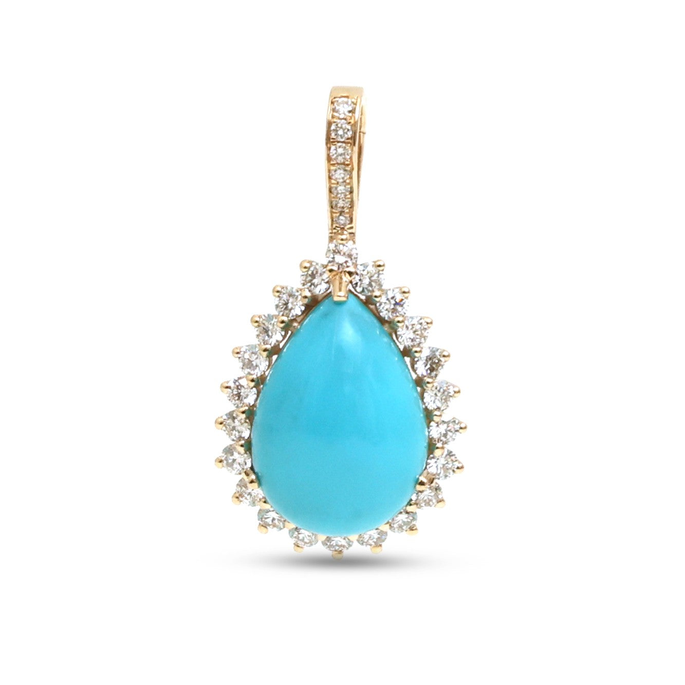 JPPD-1437/13438 Diamond Turquoise Pendant | 14K