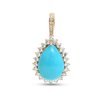 JPPD-1437/13438 Diamond Turquoise Pendant | 14K