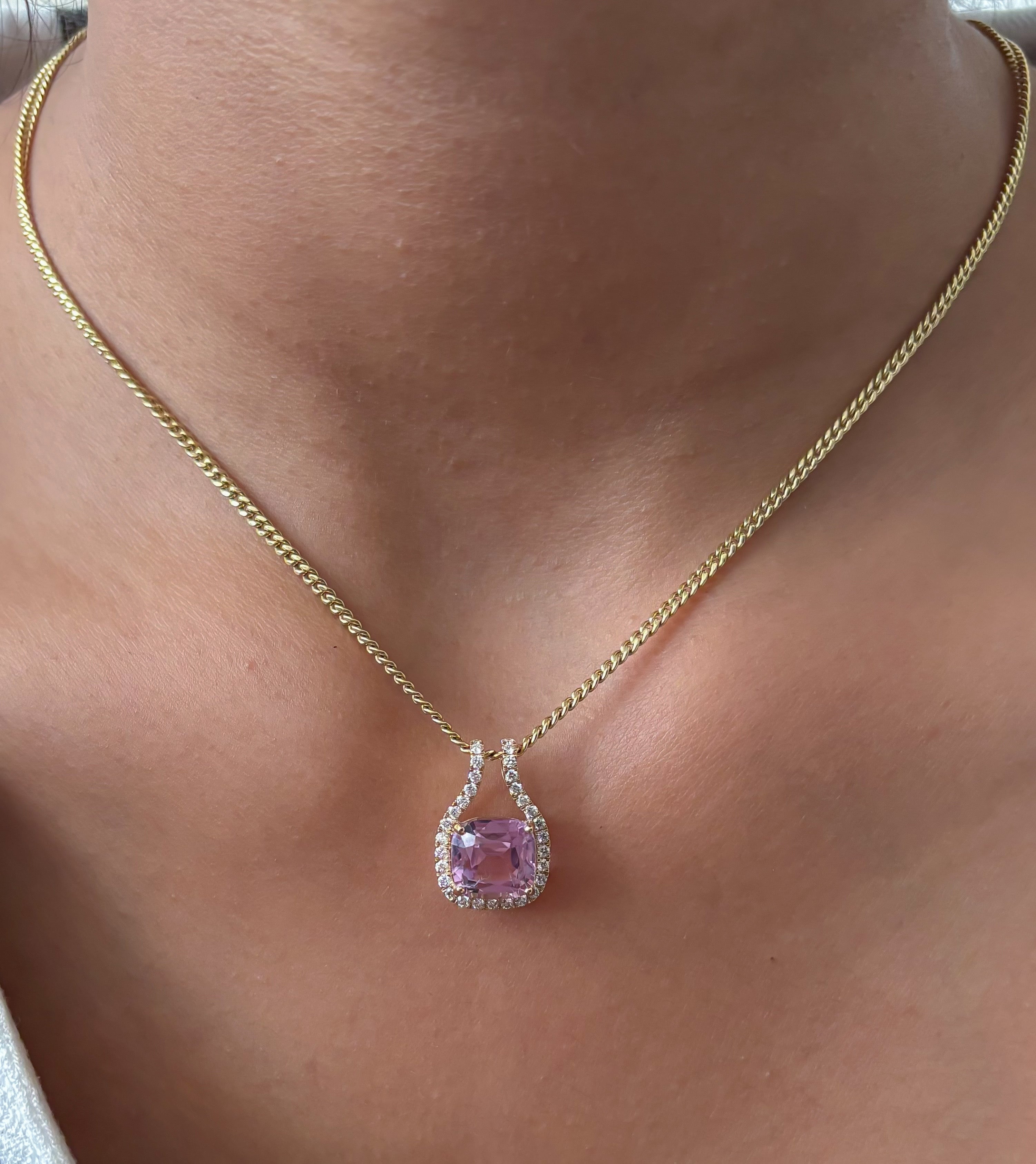 JPPD-1443/13505 Kunzite Diamond Pendant | 14K