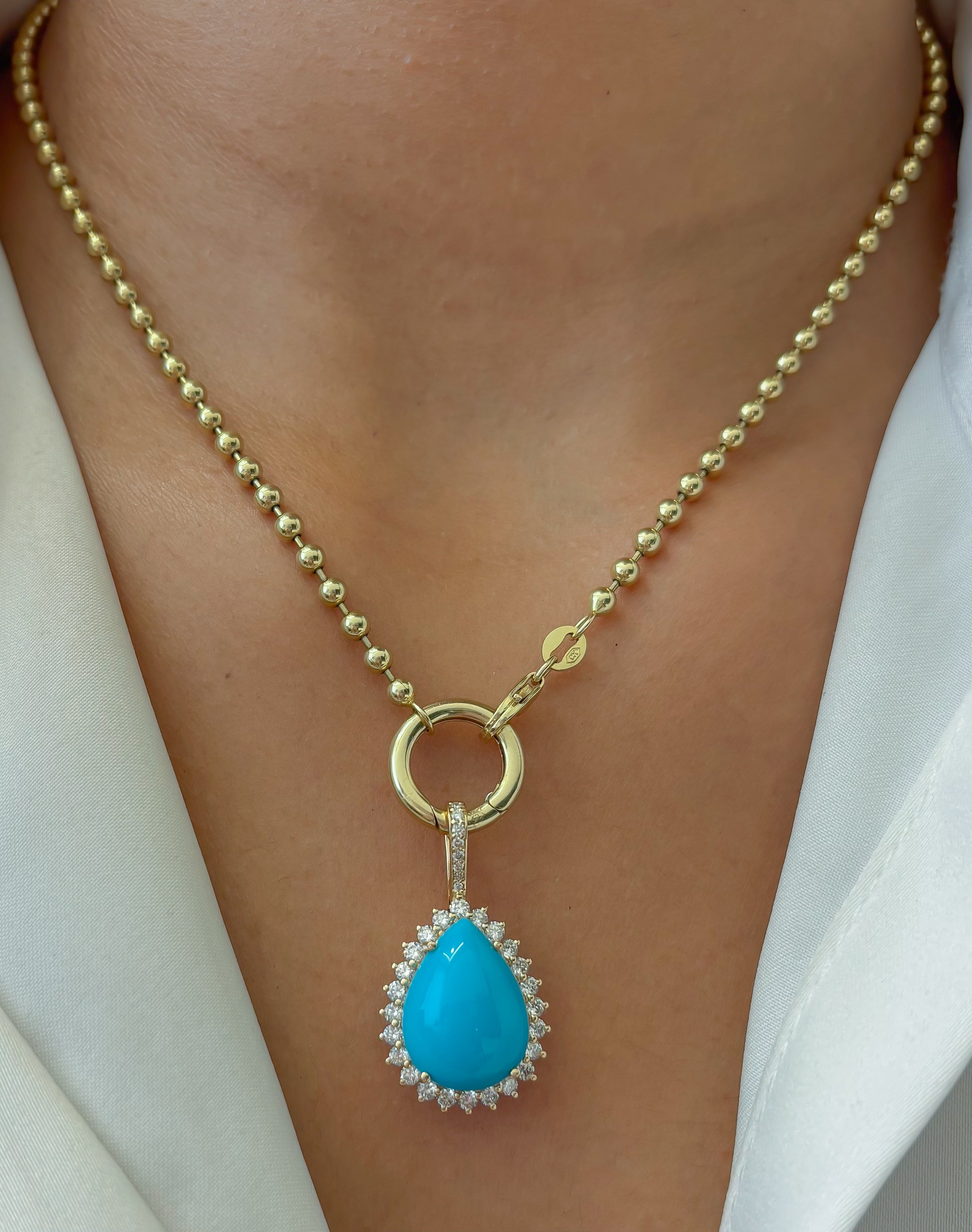 JPPD-1446/13593 Turquoise Diamond Pendant | 14K