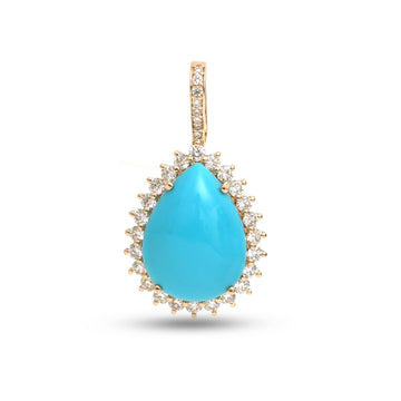 JPPD-1446/13593 Turquoise Diamond Pendant | 14K