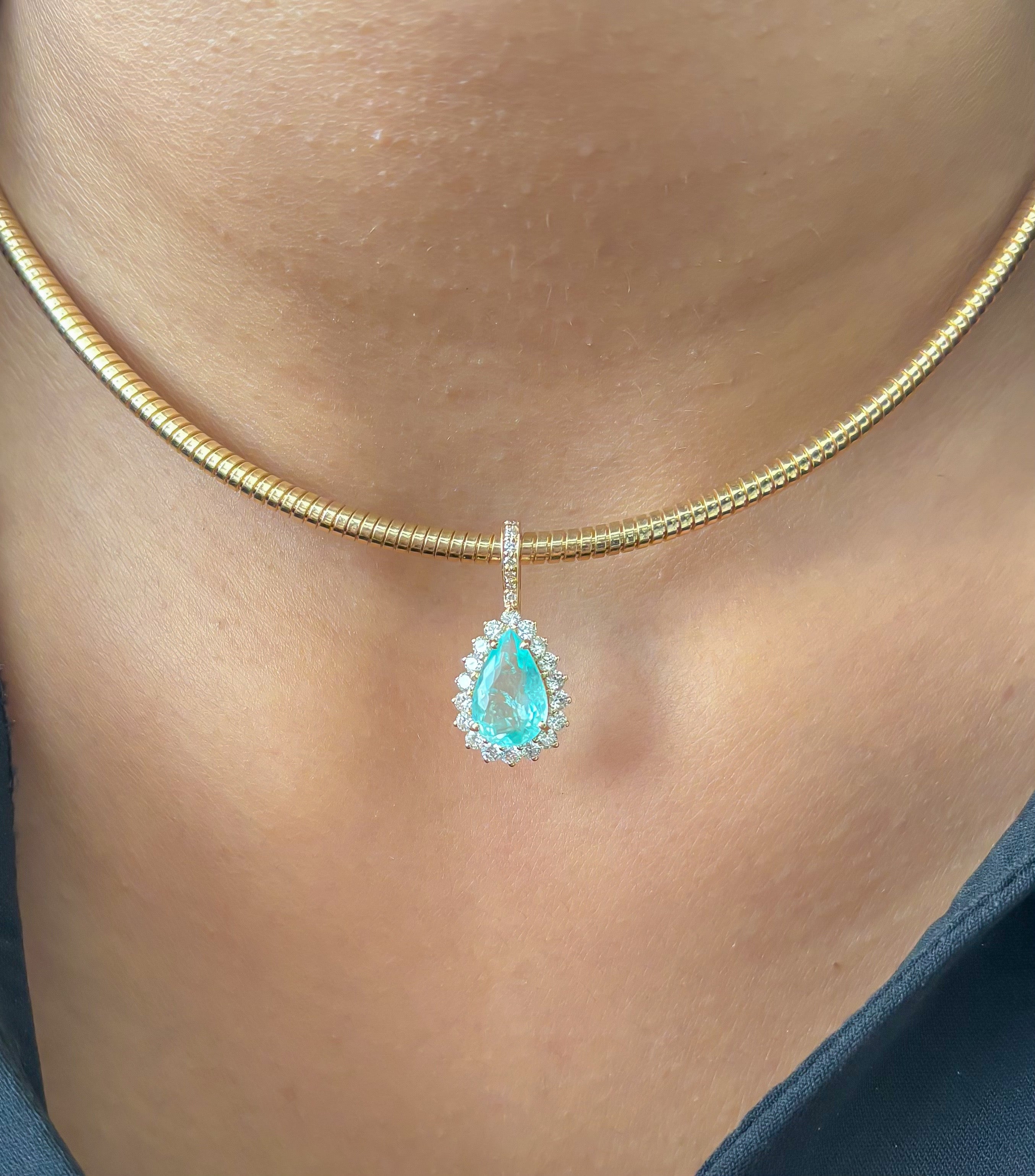 JPPD-1465/13613 Paraiba Tourmaline Diamond Pendant | 18K
