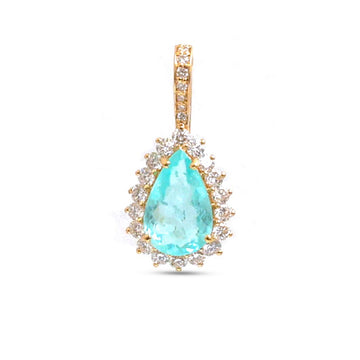 JPPD-1465/13613 Paraiba Tourmaline Diamond Pendant | 18K