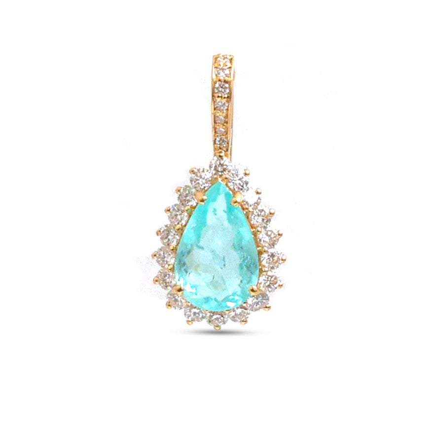 JPPD-1465/13613 Paraiba Tourmaline Diamond Pendant | 18K