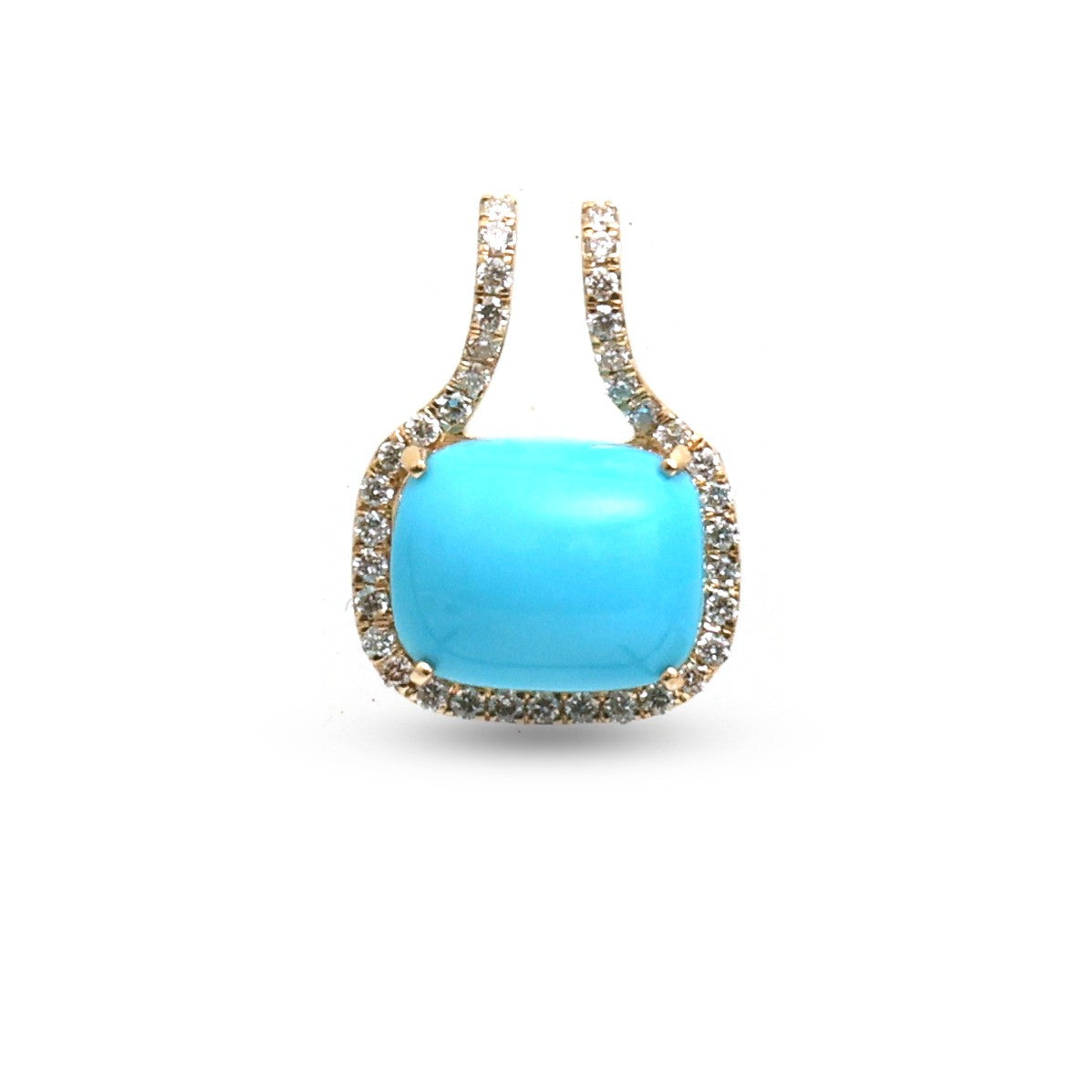 JPPD-1467/13615 Turquoise Diamond Pendant | 14K