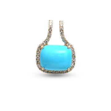 JPPD-1467/13615 Turquoise Diamond Pendant | 14K