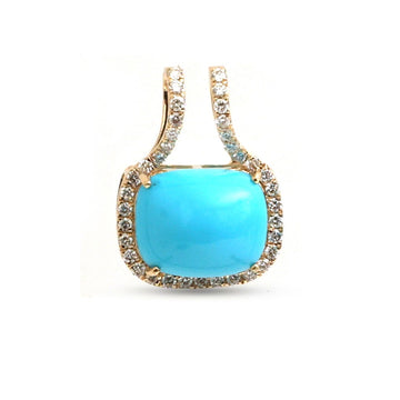 JPPD-1468/13616 Turquoise Diamond Pendant | 14K