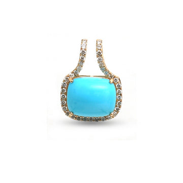 JPPD-1470/13618 Turquoise Diamond Pendant | 14K