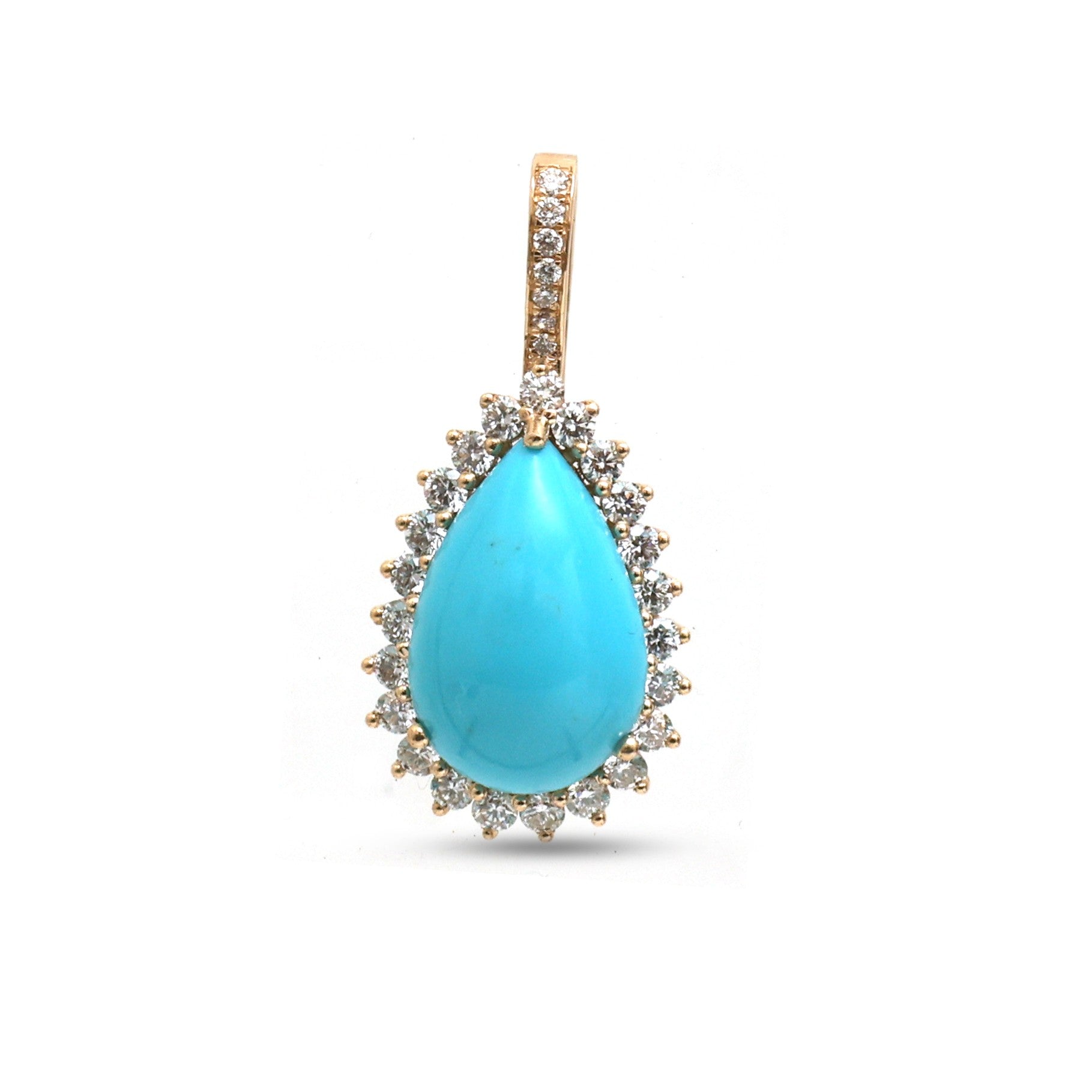 JPPD-1472/13630 Diamond Turquoise Pendant | 14K