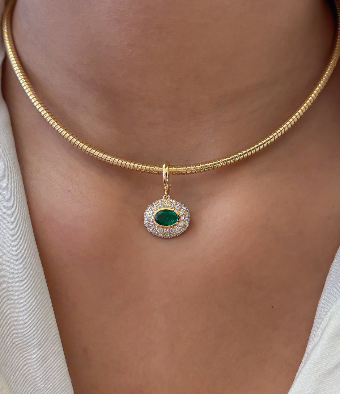 JPPD-1474/13664 Emerald Diamond Pendant | 18K