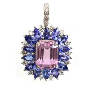 JPPD-1484/13729 Tanzanite Kunzite Diamond Pendant | 14K