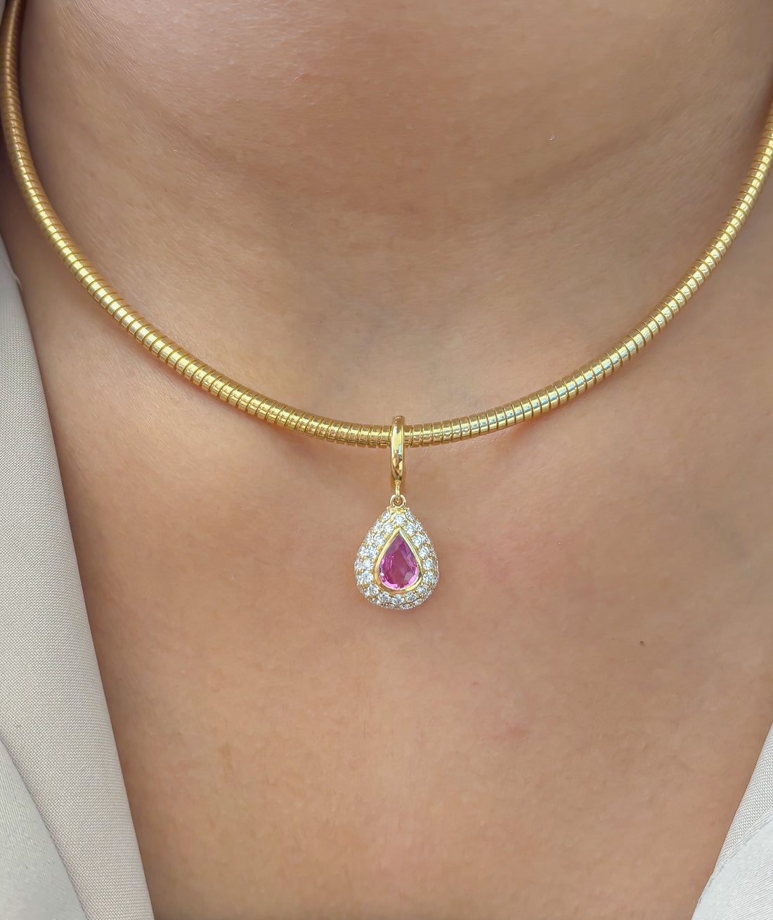 JPPD-1486/13731 Pink Sapphire Diamond Pendant | 18K