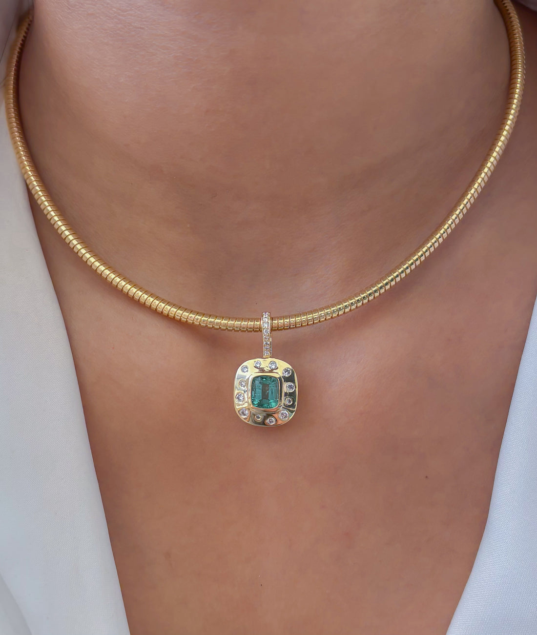 JPPD-1491/13795 Tourmaline Mix Diamond Pendant | 14K