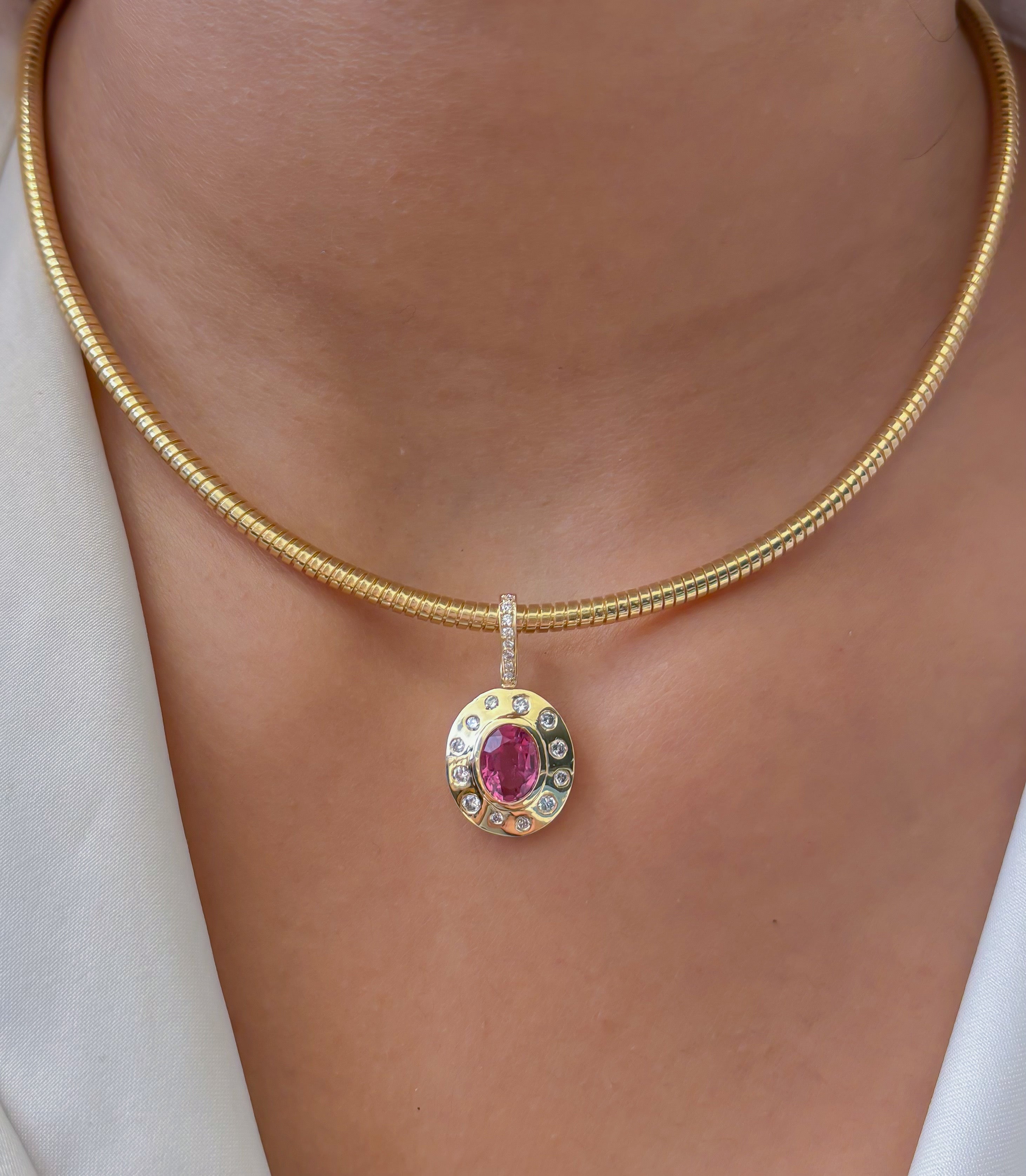 JPPD-1492/13796 Tourmaline Mix Diamond Pendant | 14K