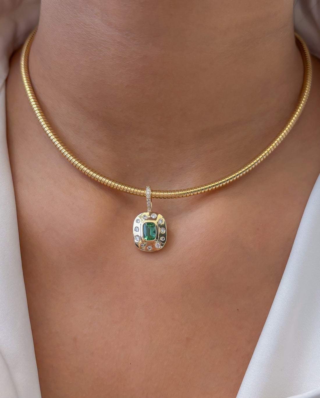 JPPD-1493/13797 Tourmaline Mix Diamond Pendant | 14K