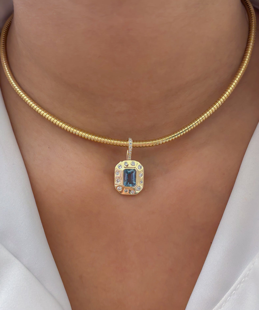 JPPD-1500/13825 Aquamarine Diamond Pendant | 14K