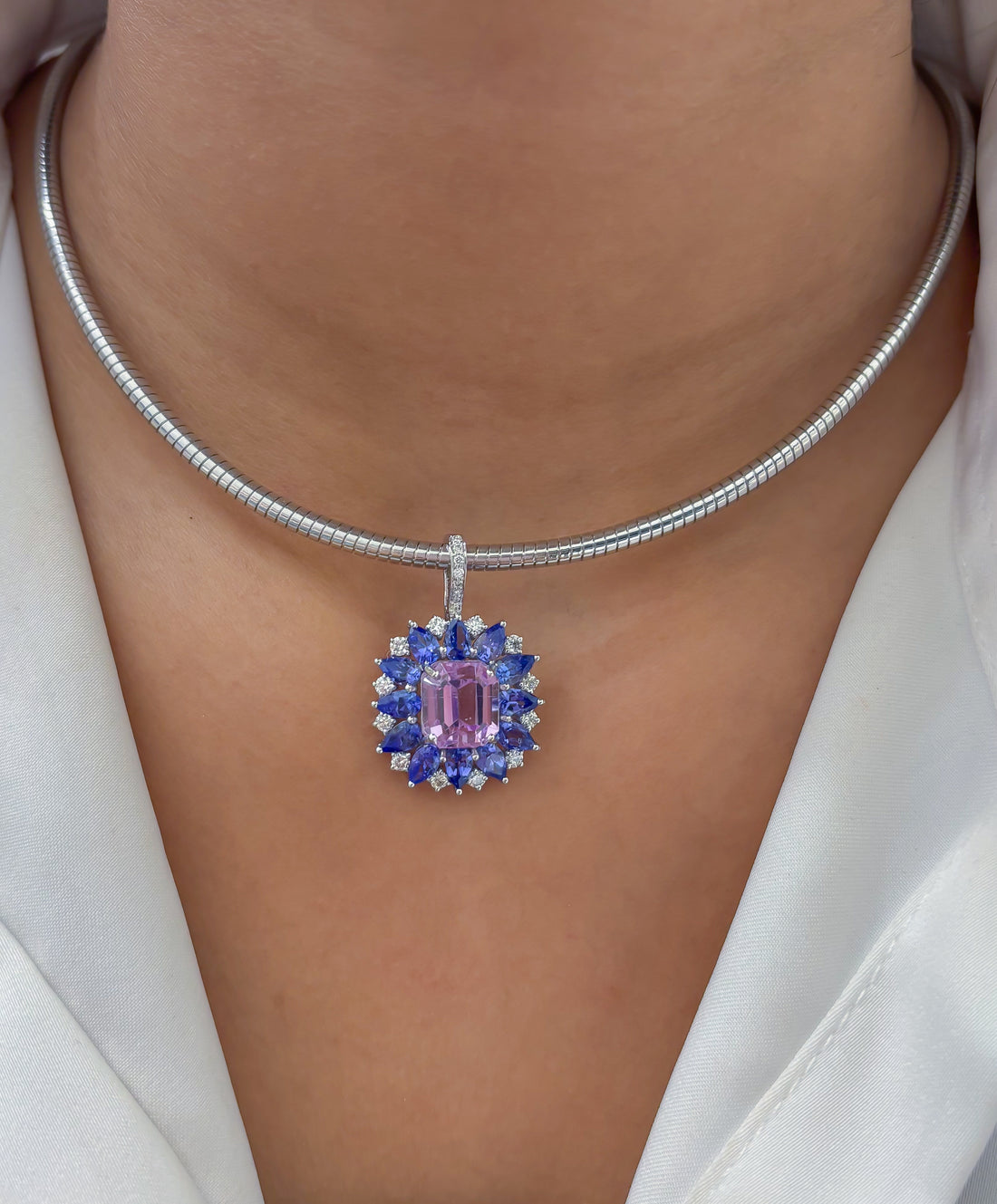 JPPD-1503/13828 Tanzanite Kunzite Diamond Pendant | 14K