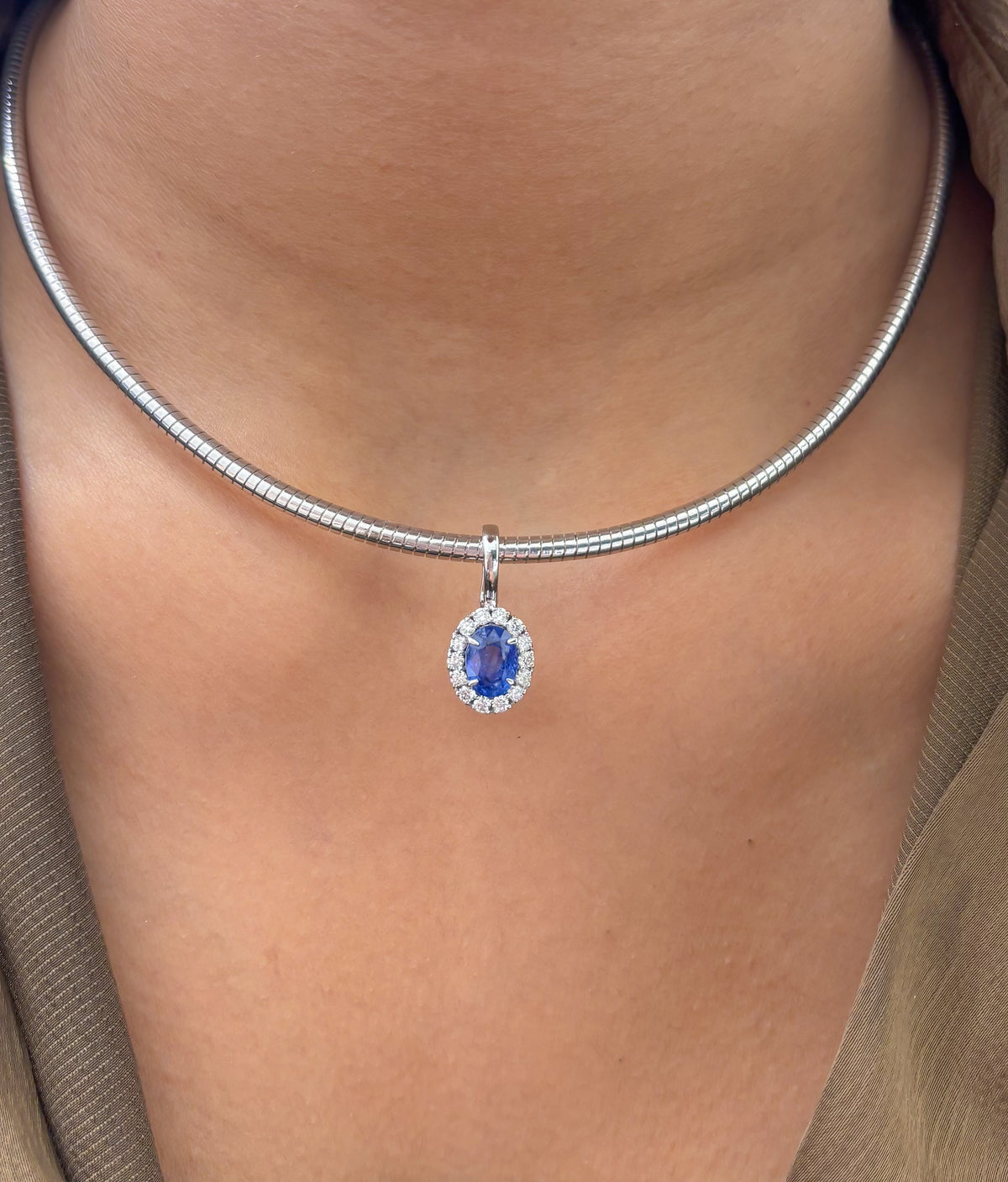 JPPD-1509/13872 Blue Sapphire Diamond Pendant | 18K