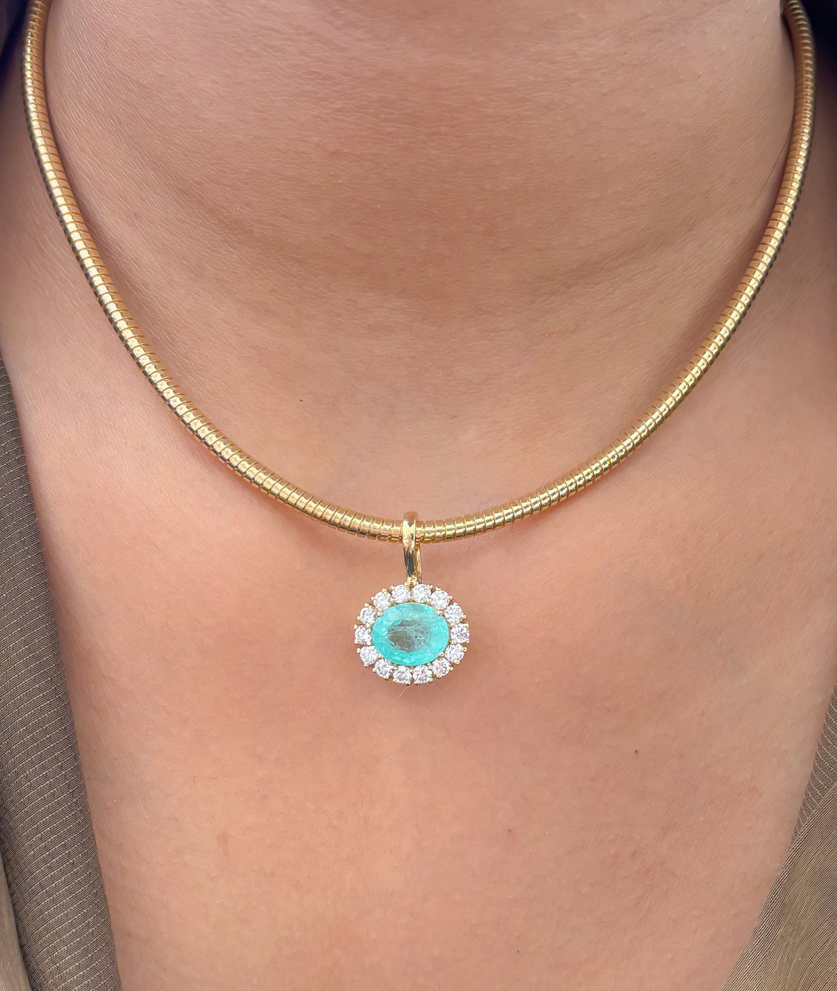 JPPD-1510/13873 Paraiba Tourmaline Diamond Pendant | 18K
