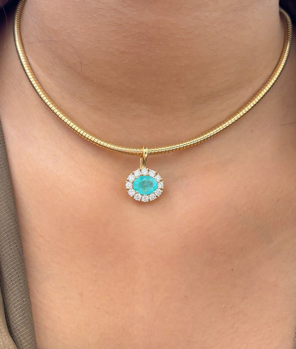 JPPD-1511/13874 Paraiba Tourmaline Diamond Pendant | 18K