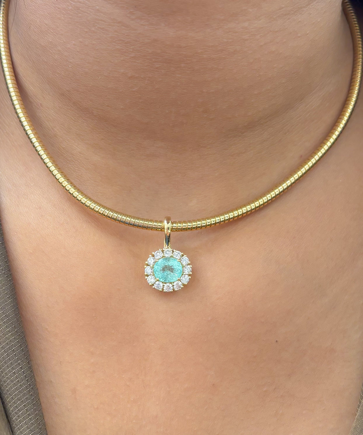 JPPD-1512/13875 Paraiba Tourmaline Diamond Pendant | 18K
