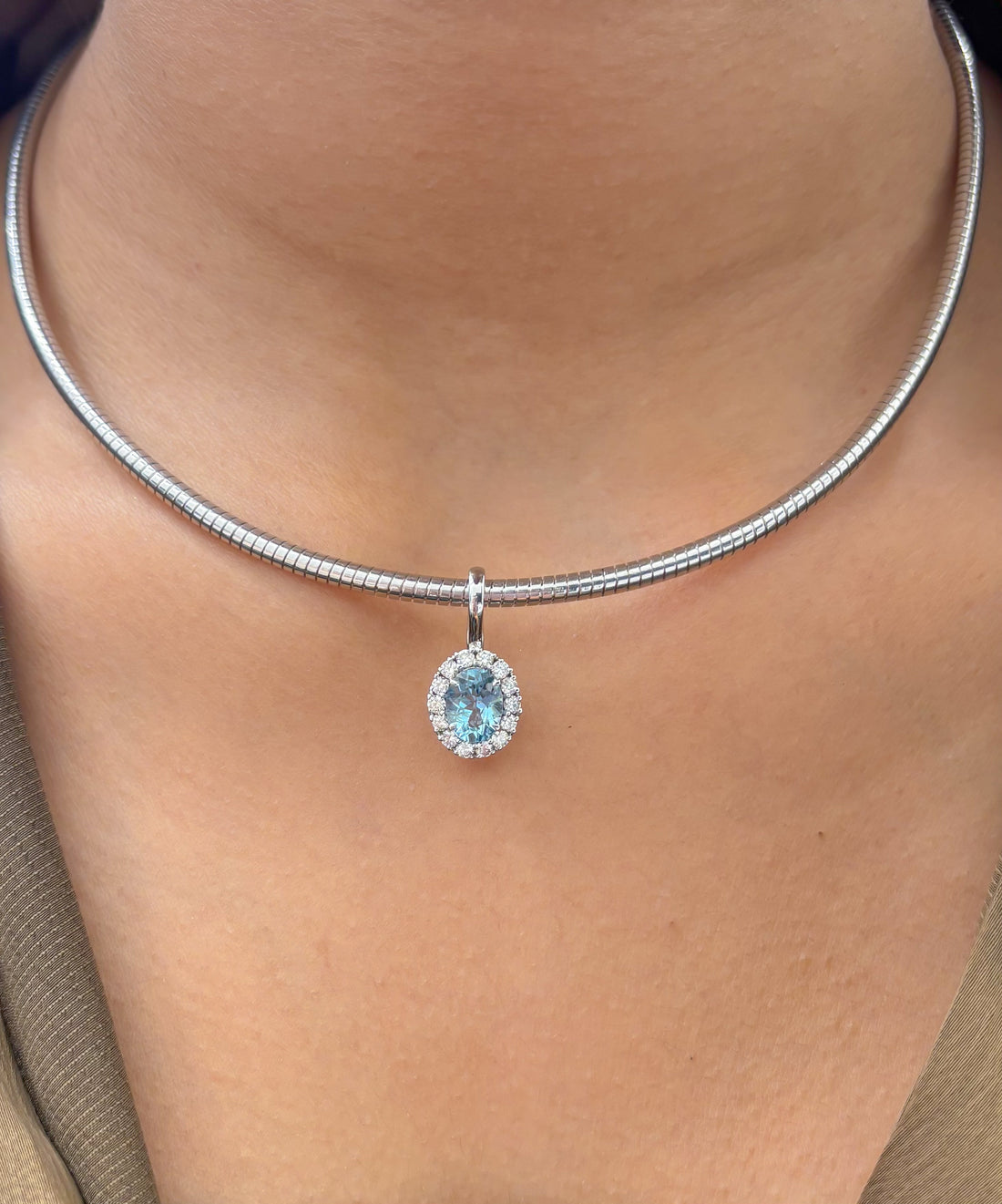 JPPD-1514/13877 Aquamarine Diamond Pendant | 14K