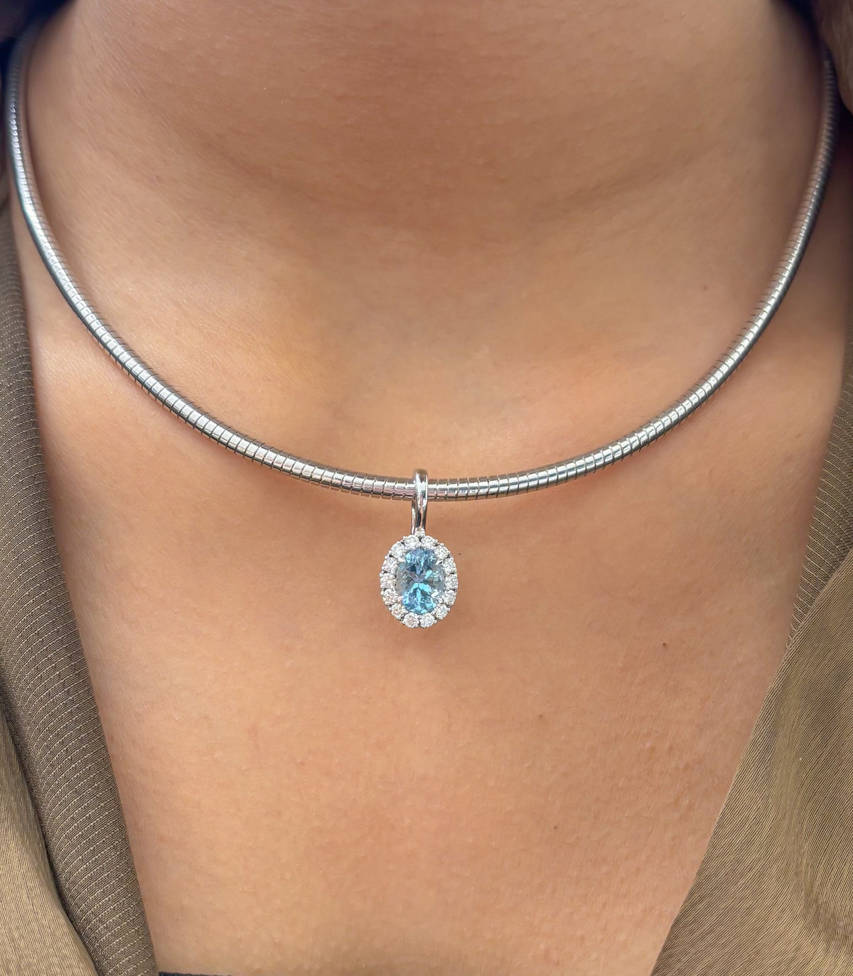 JPPD-1515/13878 Aquamarine Diamond Pendant | 14K