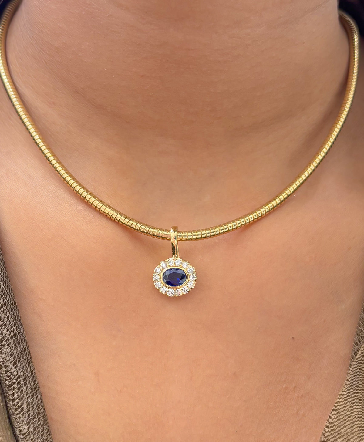 JPPD-1516/13879 Blue Sapphire Diamond Pendant | 18K