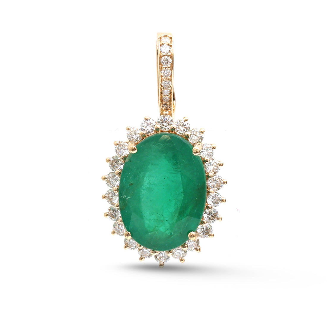 JPPD-1518/13881 Emerald Halo Diamond Oval Pendant | 18K