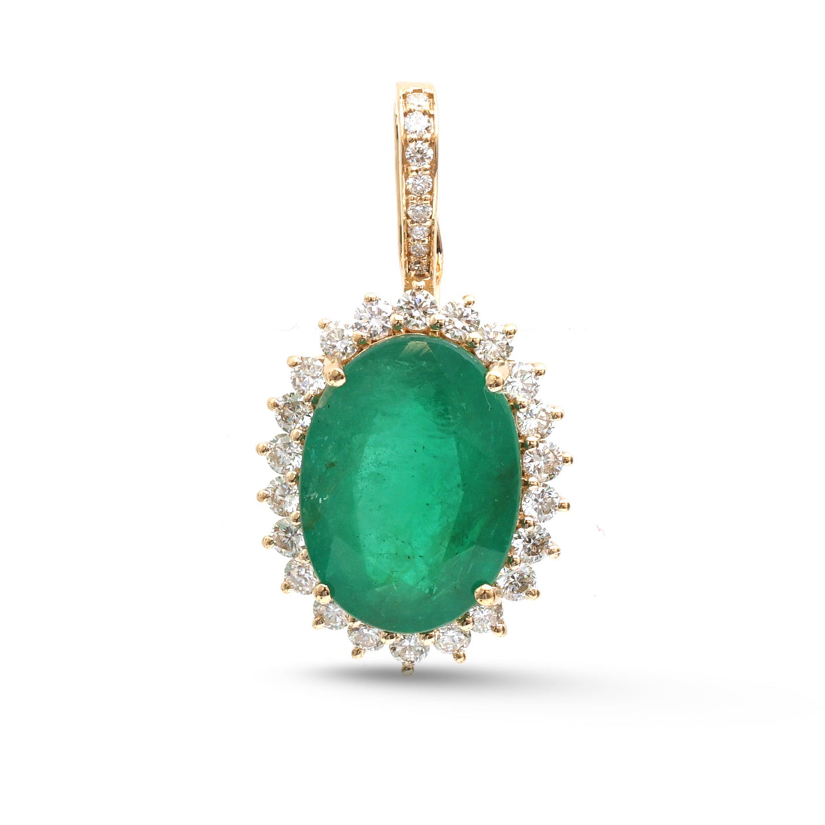 JPPD-1518/13881 Emerald Halo Diamond Oval Pendant | 18K