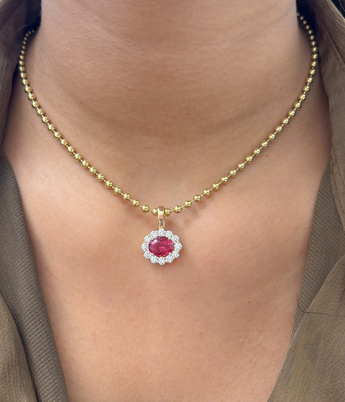 JPPD-1520/13909 Diamond Rubillite Pendant | 14K