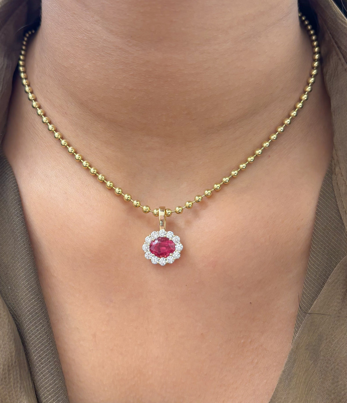 JPPD-1520/13909 Diamond Rubillite Pendant | 14K