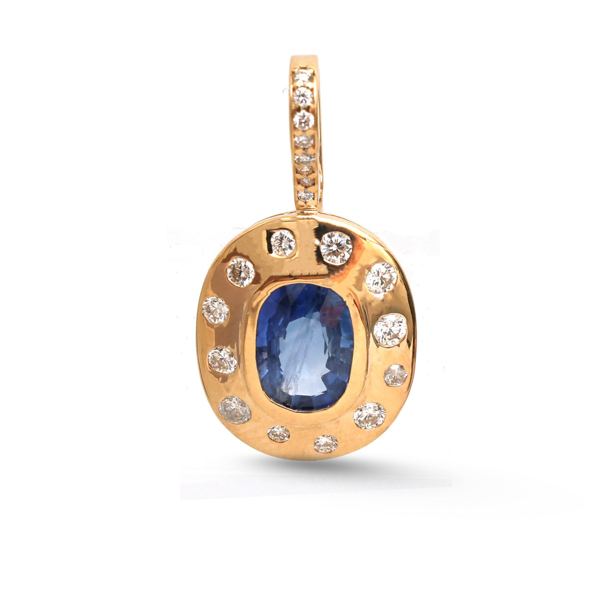 JPPD-1521/13911 Blue Sapphire Diamond Pendant | 18K